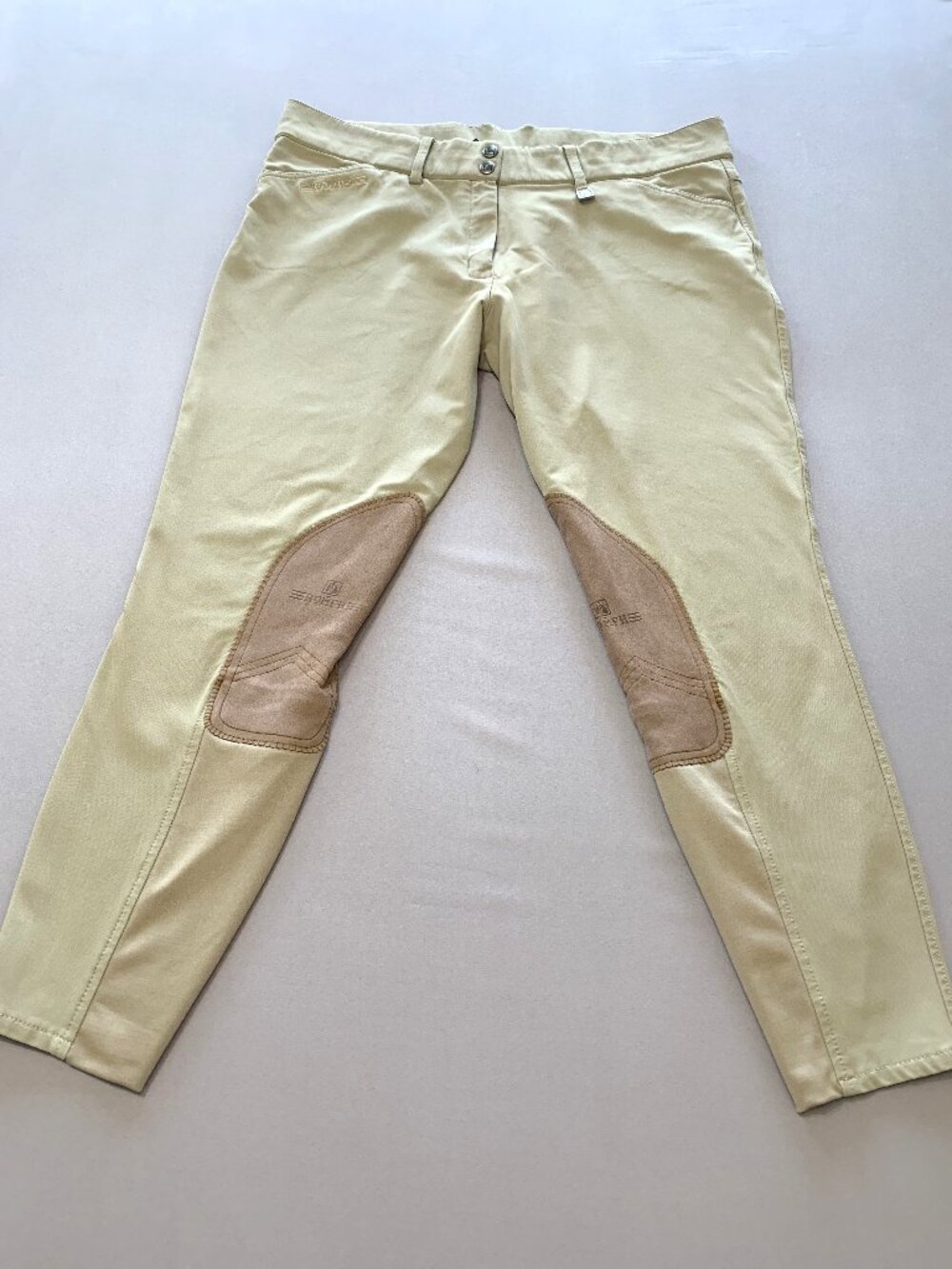 ROMFH Equestrian Breeches Reinforced Knee Patches Beige Men Size 34R